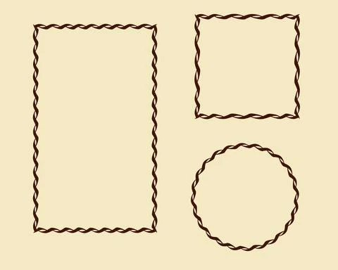 Decorative outline frame set. Doodle stroke line borders, isolated elements Stock Illustration
