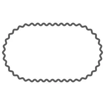 Decorative oval frame with scalloped border lines for design Stock-Illustration