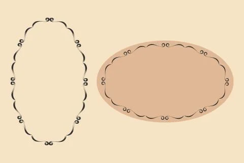 Decorative oval frame for web cards. Stylized creative ornamental curved frame Stock Illustration