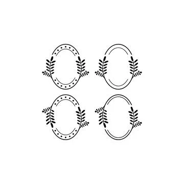 Decorative Oval Frames with Leaf Accents. Vector icon. Stock Illustration