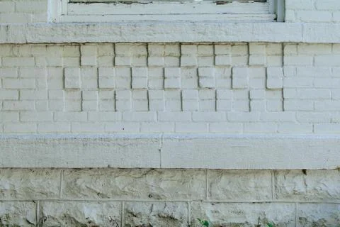 Decorative painted white brick wall and foundation Stock Photos