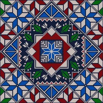 Decorative Palestinian seamless pattern in colors traditional Tatreez Foto stock