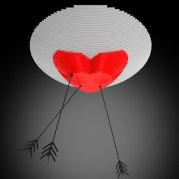 Decorative panel target designed like a heart with arrows. 3D illustration Stock Illustration