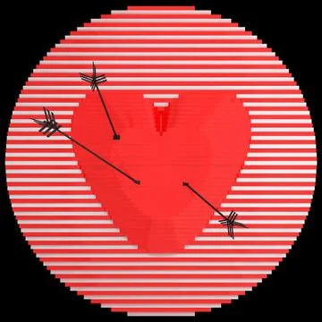 Decorative panel target designed like a heart with arrows. 3D illustration Stock Illustration