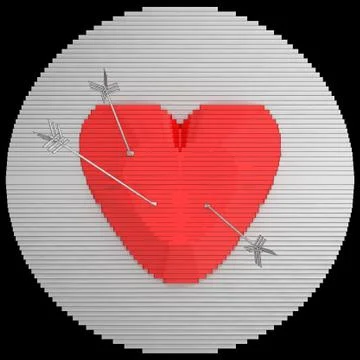 Decorative panel target designed like a heart with arrows. 3D illustration Stock Illustration