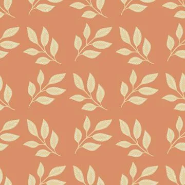 Decorative pastel colors seamless pattern with leaf branches shapes. Pink pas Stockillustratie
