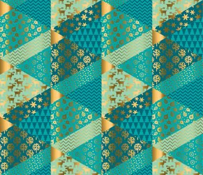 Decorative patchwork Christmas seamless pattern Illustrazione stock