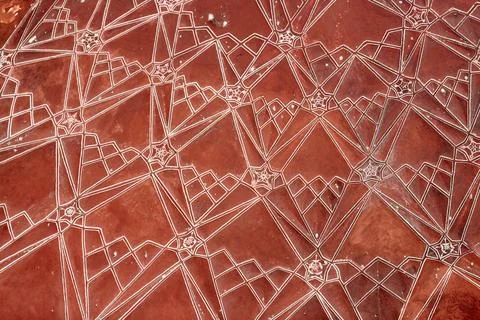 Decorative pattern on ceiling of Taj Mahal building, beautiful ancient ceil.. Foto stock