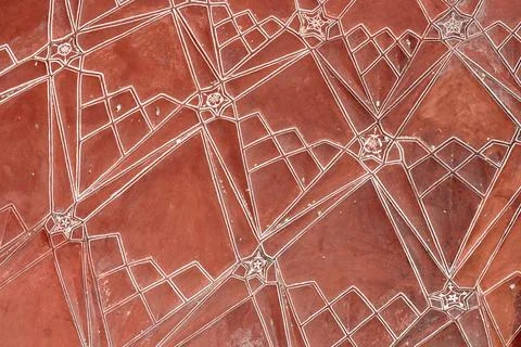 Decorative pattern on ceiling of Taj Mahal building, beautiful ancient ceil.. Stock Photos