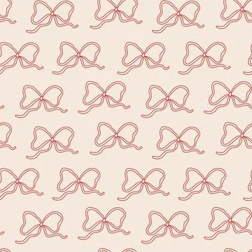 Decorative pattern featuring intricate bows in soft tones on a light backgrou Illustrazione stock