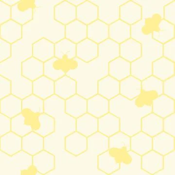 Decorative pattern with honeycombs and bee. Stock Illustration