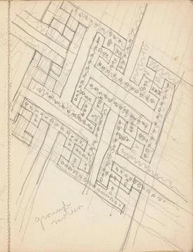 Decorative pattern with rectangles. Leaf 3 recto from a sketchbook with 60... 스톡 사진