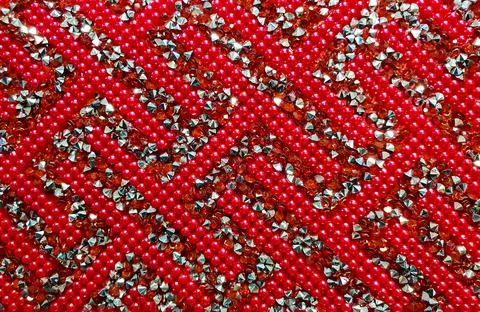 Decorative pattern of rhinestones with beads Stock Photos