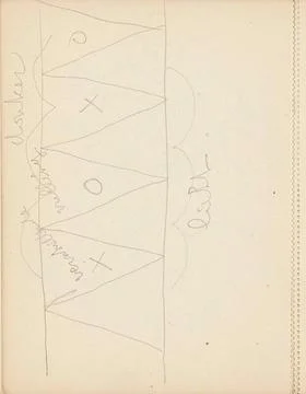 Decorative pattern with triangles. Leaf 8 Verso from a sketchbook with 60 ... Stock Photos