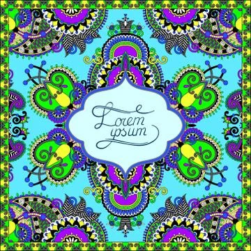 Decorative pattern of ukrainian ethnic carpet design with place Stock Illustration