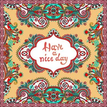 Decorative pattern of ukrainian ethnic carpet design with place Illustration