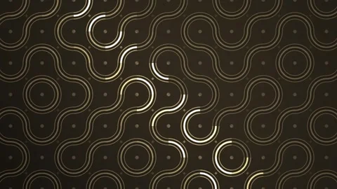 Decorative pattern with wavy lines and circles on a dark Stock Footage 339574370
