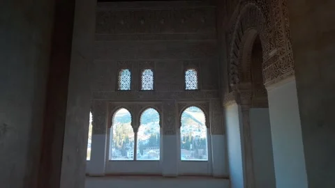 Decorative patterned room, Alhambra Nasrid Palace, Granada, Spain - 4K Stock Footage 315412905