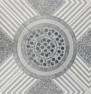 Decorative Pebble Stone Floor Tile Pattern - Circular Mosaic Texture Stock Photos