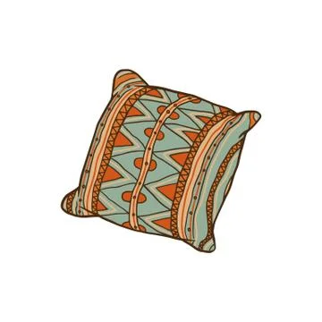 Decorative pillow with ornate pattern - isolated sofa cushion Illustrazione stock