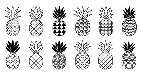 Decorative Pineapple Pattern Icon Set for Tropical Branding Stock Illustration
