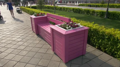 Decorative Pink Bench Stock Footage 134286095