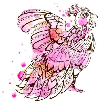 Decorative pink bird Stock Illustration