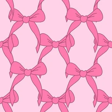Decorative pink bows seamless pattern. Trendy design. Cute feminine romanti.. イラスト素材