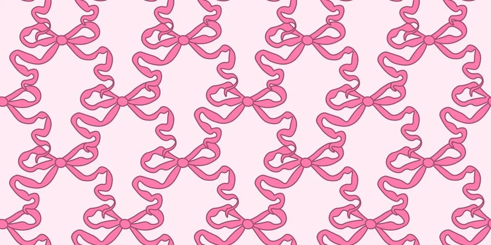 Decorative pink bows seamless pattern. Trendy design. Cute feminine romanti.. Illustrazione stock