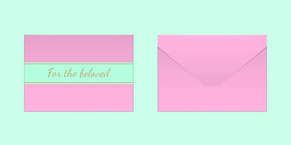 Decorative Pink Envelope. Vector Mock up Stock Illustration