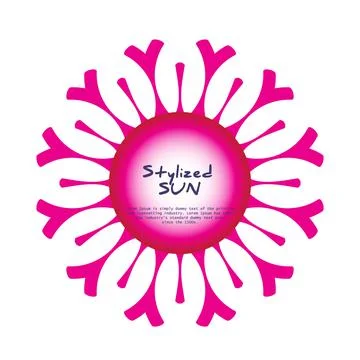 Decorative pink frame, sun rays with hearts element. Vintage border, stylized Stock Illustration