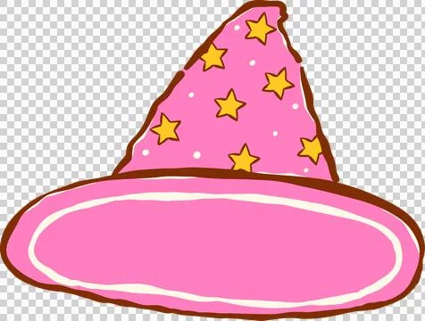 Decorative Pink Starry Wizard Witch Hat Cartoon Hand Drawn Illustration Stock Illustration