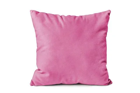 Decorative pink velvet rectangular pillow for sleeping and resting isolated.. Stock Photos