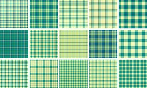 Decorative plaid pattern pack for gift wrap. Coordinated tartan designs fit.. Stock Illustration