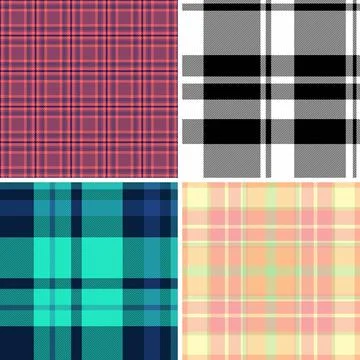 Decorative plaid pattern pack tailored for fall packaging. Coordinated tartan 스톡 일러스트
