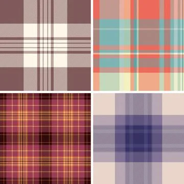 Decorative plaid pattern set for gift related products. Coordinated tartan de Stock Illustration