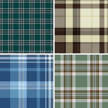 Decorative plaid pattern set for New Year wrapping paper. Coordinated tartan  Stockillustratie