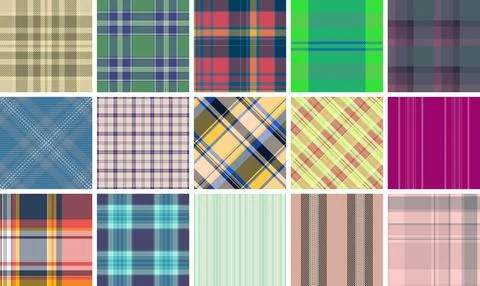 Decorative plaid set created gift products. Coordinated tartan patterns work  イラスト素材