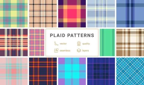 Decorative plaid set created gift products. Coordinated tartan patterns wor.. イラスト素材