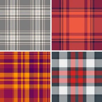 Decorative plaid set created gift products. Coordinated tartan patterns work  Stock Illustration