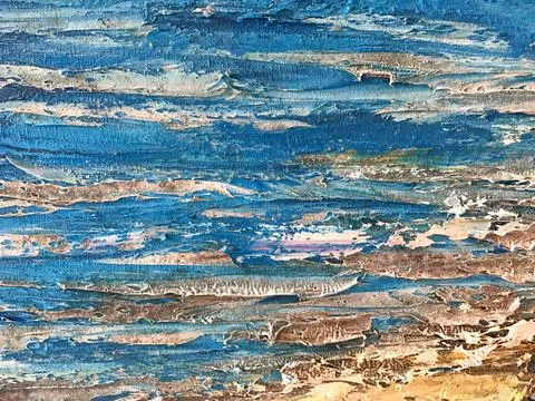 Decorative plaster with aging effect. Blue background with brown cracked pain Illustrazione stock