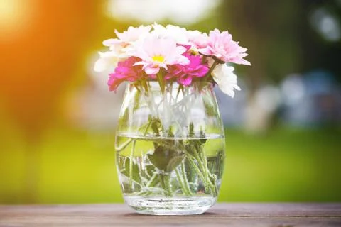 Decorative posy of fresh pink summer flowers Stock Photos
