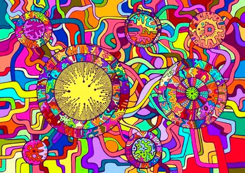 Decorative psychedelic abstract background. Stock Illustration