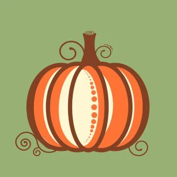 Decorative pumpkin card in flat style Stock Illustration