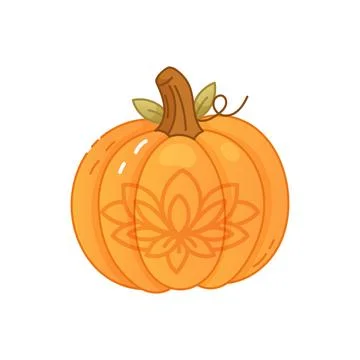 Decorative pumpkin with mandala pattern for Halloween design Illustrazione stock