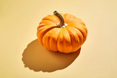 Decorative pumpkin on a yellow background. Stock Photos