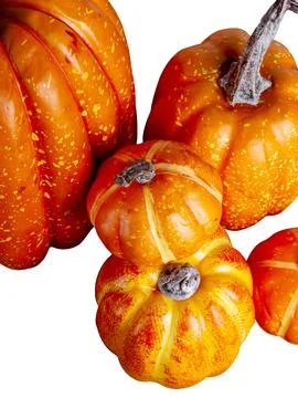 Decorative Pumpkins isolated over white background. Halloween Concept. Autu.. Stock Photos