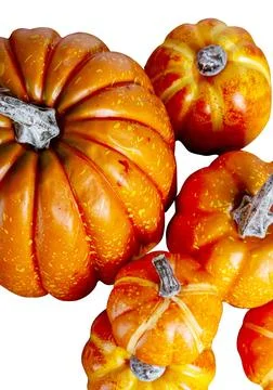 Decorative Pumpkins isolated over white background. Halloween Concept. Autu.. Stock Photos