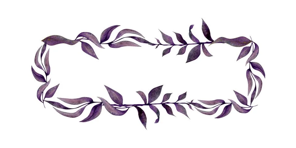 Decorative purple leaf frame design isolated on a white background. Ideal for Illustrazione stock