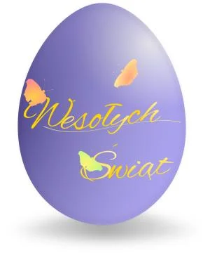 Decorative purple or violet egg with "happy easter" with butterfly isolated  Stock Illustration
